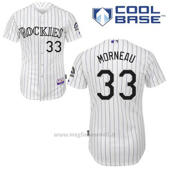 Maglia Baseball Uomo Colorado Rockies Justin Morneau 33 Bianco 1ªCool Base